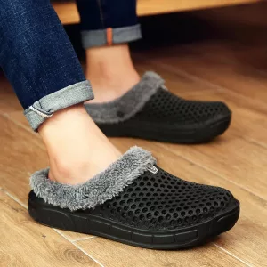 winter house slippers, warm slippers, plush slippers, thick sole slippers, closed toe slippers
