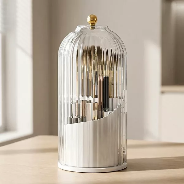 rotating makeup brush holder, rotating makeup brush organizer