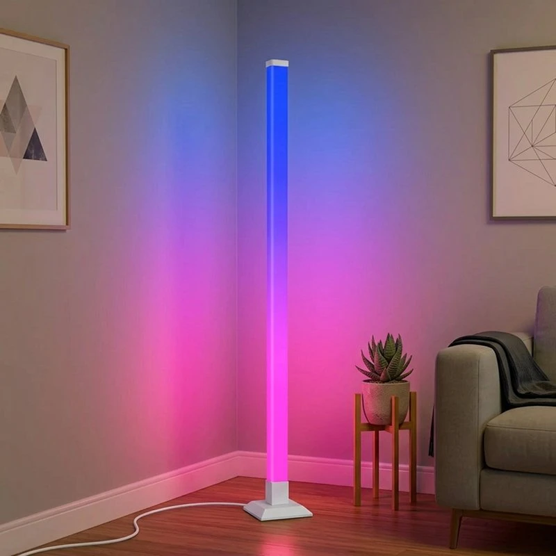 dimmable floor lamp, rc floor lamp, slim floor lamp, rgb floor lamp, tall skinny lamp, rgb corner floor lamp, thin standing lamp