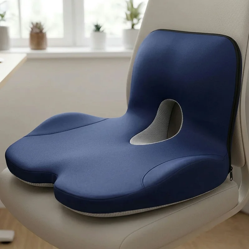 Contoured Memory Foam Pressure Relief Seat Cushion with Lumbar Support