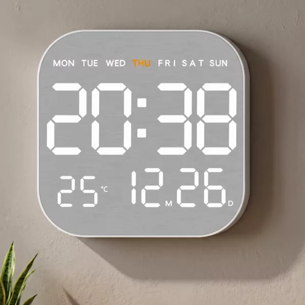 mirror wall clock, large digital clock, large digital wall clock, led wall clock