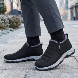 Anti-Slip Insulated Plush Ankle Snow Boots Slip-On Winter Shoes with Thick Sole