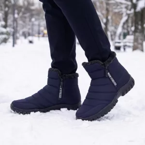 Anti-Slip Insulated Plush Ankle Snow Boots Waterproof Zipper Winter Shoes